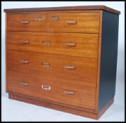 A vintage industrial school science 2 over 3 lab chest of drawers, having metal pull handles and