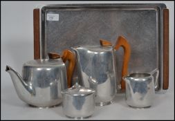 A Picquot Ware stainless steel five part tea servi