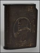 A vintage Edward VII vulcanite vesta case with pic