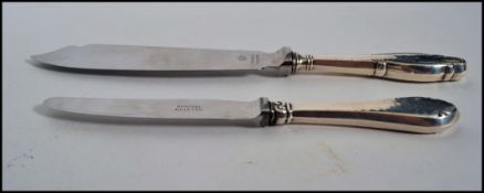 A Danish silver handled fish knive knife and anoth