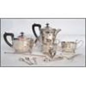 A four piece Sheffield silver plate tea service ha
