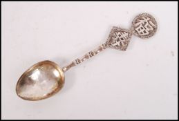 A Chinese silver hallmarked teaspoon by Hung Chong