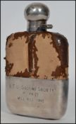 A silver plated 1/4 pt hip flask with twist knob l