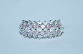 A hallmarked 14ct gold ring set with white round c