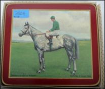 A set of 1950s-1960s Hennesey gold cup winners horse racing equestrian place table mats with