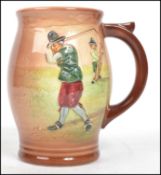 GOLF. Royal Doulton ware mug showing relief moulded golfers playing around in circa 17th century