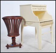 A louis 16th style bedside table raised on sabre legs with drawers and raised tier above together