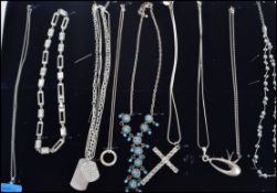 A collection of vintage ladies necklaces to include turquoise, bead, crucifix, dog tag etc.