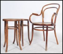 A good early 20th century bentwood cafe dining chair carver armchair. The panel seats having