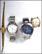 A group of four vintage watches to include a Seiko 100M, a ladies Rotary 17 jewel Incabloc, a