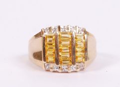 A ladies contemporary 14ct yellow gold and citrine diamond ring complete in the presentation