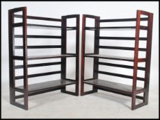 A pair of 20th century folding wooden display shelves ( bookcase ) ideal for antiques and
