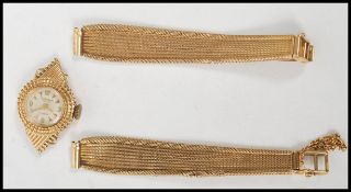 A good 18ct gold ( tested ) Sigma Valmon Geneve ladies dress cocktail / dress watch set to a