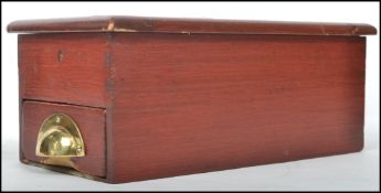 A vintage 20th century wooden cash till / shop register, with metal pull handle to drawer at front