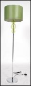 A 20th century / contemporary retro style chrome standard lamp with cylindrical green shade with