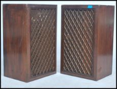 A pair of retro  20th century 1970's teak wood hi-fi speakers by Sonics. Model No AS-337X. Each with