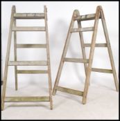 A large pair of Industrial mid century decorators / builders wooden a-frame trestle stands - ideal
