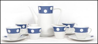 A retro 20th century ceramic polka dot coffee set, consisting of cups, coffee pot etc. Measurements: