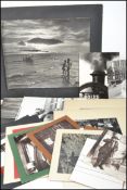 A collection of vintage over sized photographs dating from the mid century depicting various