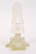 A believed 19th century faceted cut Uranium glass perfume scent bottle having a large spear tip
