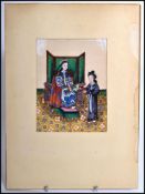 A 19th century Chinese silk needlework picture of a high status female court scene.