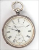 A Silver hallmarked fusee lever pocket watch, hallmarked assay for Chester dating to 1878 and makers