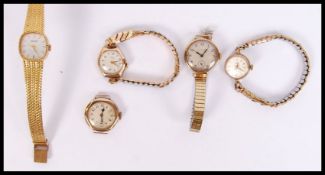 A collection of vintage gold wristwatches to include a 9ct gold JW Benson london watch, Avia 9ct