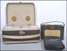 A vintage Grundig TK18 reel to reel player in case along with a Roberts portable radio and a Sony