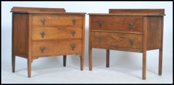 A matched harlequin pair of 1920's / 30's chest of drawers one being a straight two the other