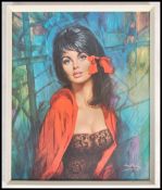 A vintage retro framed 20th century print picture by Louis Shabner entitled ' Melanie '.