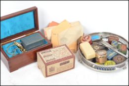 A collection of point of sale advertising together with  trinket box, matches, postcards, Chinese