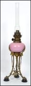 A good Zimmerman & CO Patent Victorian oil lamp of neo classical Adams  revival form having hairy