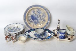 A collection of 19th century and other Victorian ceramics to include cabinet plates, Delft, vase,