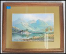 H.T. Watson: Early 20th century gouache painting of the Scottish Highlands Loch Katrine framed and