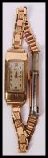 A 1930's Art Deco 9ct gold Benson of London ladies cocktail dress watch of rectangular form complete