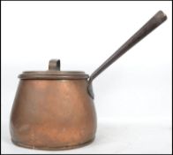 A 19th century Victorian copper lidded twelve / 12 pint sauce pan / stock pot. Measurements: 42 cm