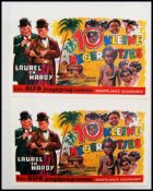 Laurel & Hardy; Two original vintage (1950's) re-release Laurel & Hardy cinema movie advertising