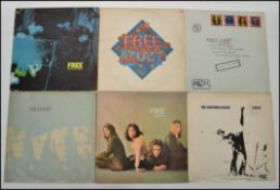 A group of six long play LP vinyl records by Free to include, Highway, Free At Last, Tons Of Sobs
