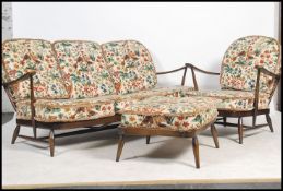 A vintage retro 20th century Ercol Windsor three seater settee / sofa, together with a matching