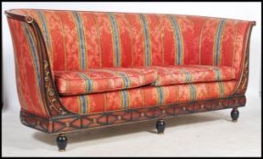 A good quality large mahogany Biedermeier sofa settee. The large sofa with scrolled show wood