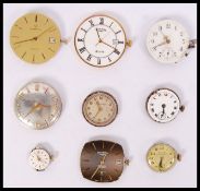 A collection of watch movements to include Rotary, vintage early 20th century, Accurist, Waltham,