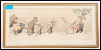 A vintage 20th century Boris O Klein Dirty Dogs Of Paris signed comic print entitled Prive being