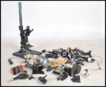 A large collection of vintage 20th century scientific microscope and photographic equipment to