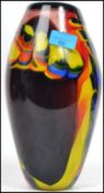 A vintage 20th century retro studio art glass vase believed Murano having a tutti fruity type design