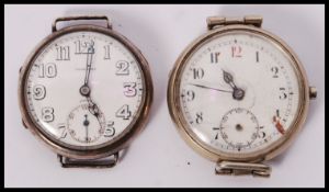 A first world war period Tavannes silver services wristwatch with Jaeger style hands, oversized