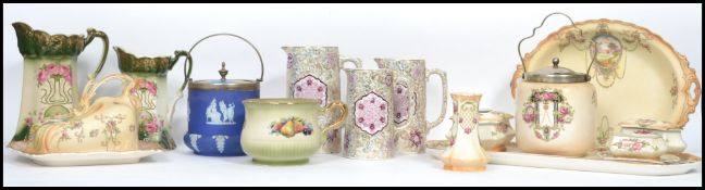 A collection of Cranford Ware ivory blush ceramics to include cheese dish, dressing table set,