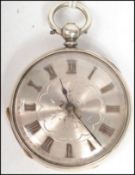 A continental fine silver 1890 ladies pocket watch, chase decorated case, silvered face with gilt