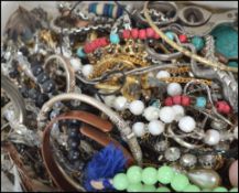 A box of costume jewellery to include  silver bang