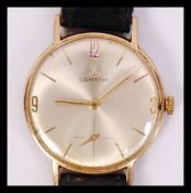A vintage gents 1960's Certina 9ct / 375 gold hallmarked gents wristwatch ( 44 hours ) having