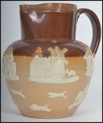 A large 19th century Doulton Lambeth stone wear salt glazed harvest jug depicting usual scenes.